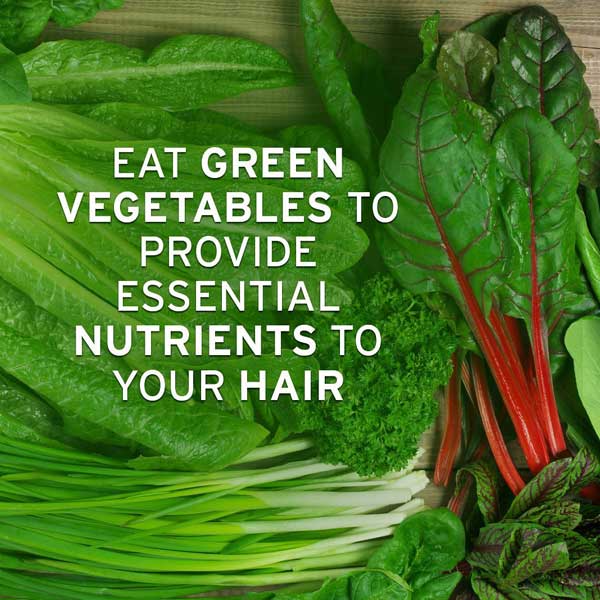 eat green vegetables to repair damaged hair